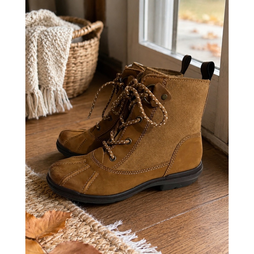 UGG Hapsburg Waterproof Leather Suede Duck Boots Chestnut Brown 1120785 Womens 6